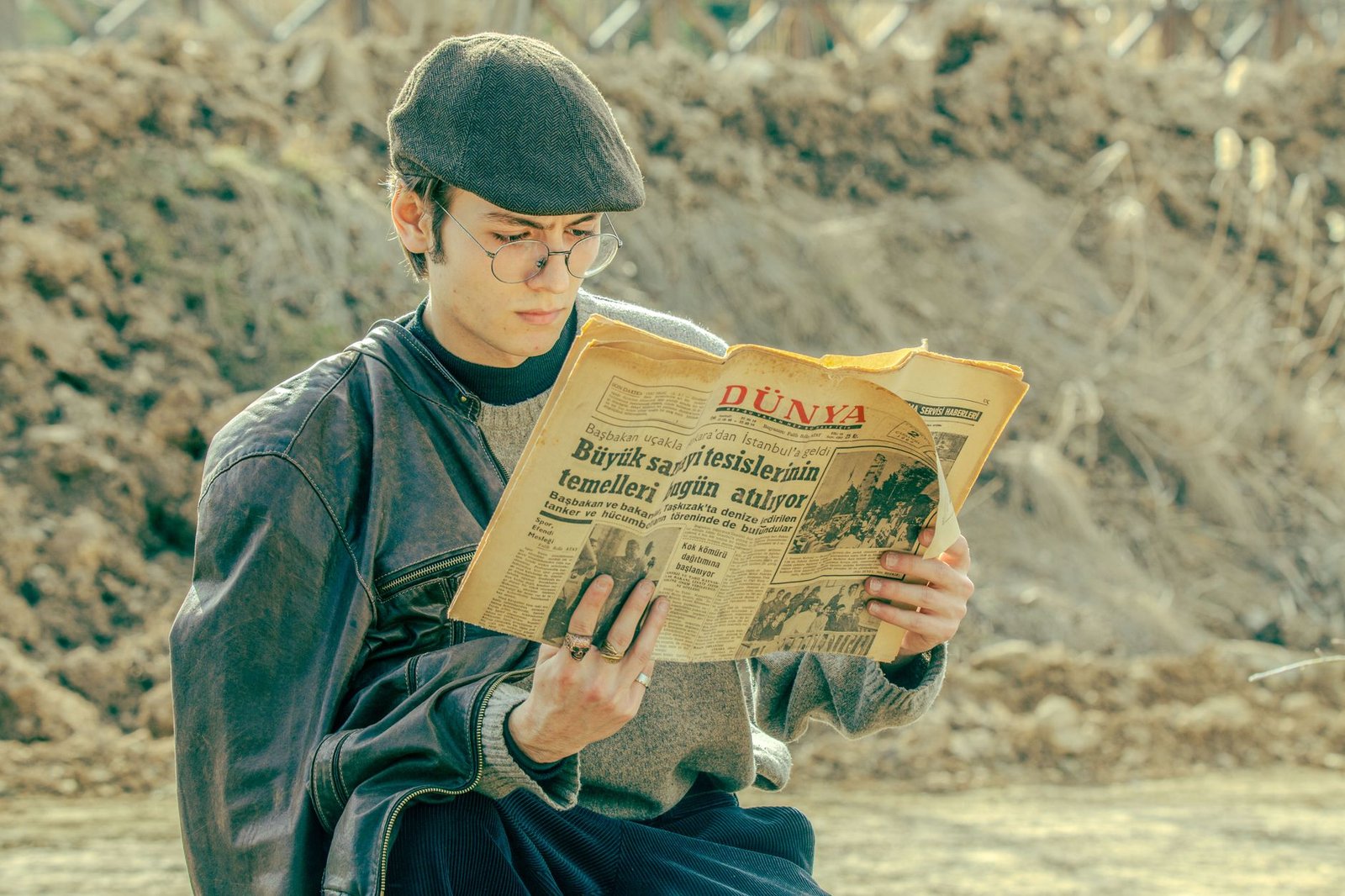 Stylish man in vintage attire reading a newspaper outdoors, capturing a serene moment. — Beyond Restrictions Enjoy Uninterrup